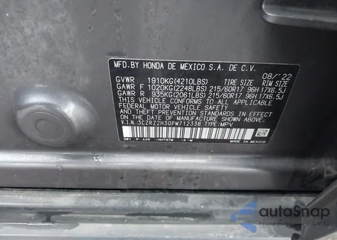 2023 Honda Hr-V Awd Lx z USA, uszkodzony, nr VIN 3CZRZ2H30PM712338